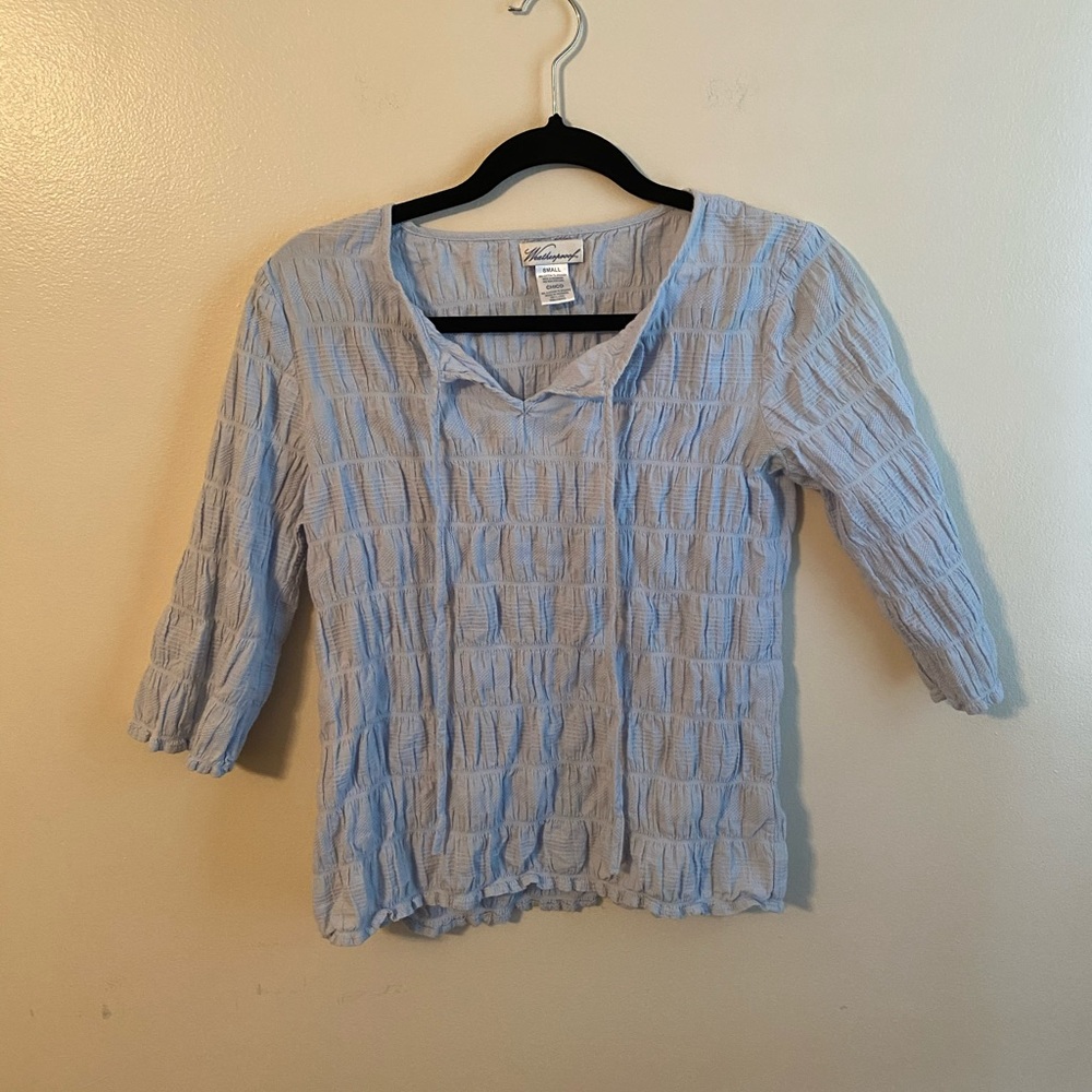Weatherproof light blue top
